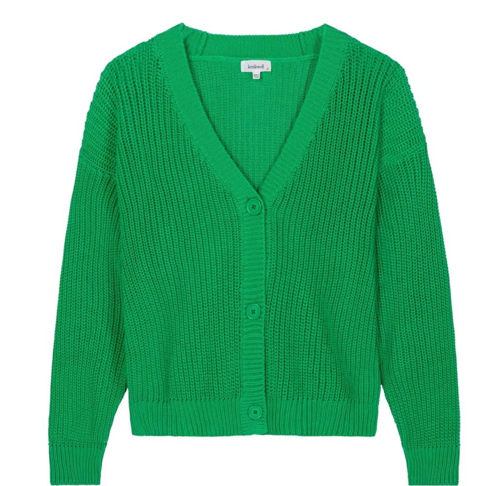 Kettlewell Emma Organic Chunky Knit Cardigan NWOT - Kelly Green
